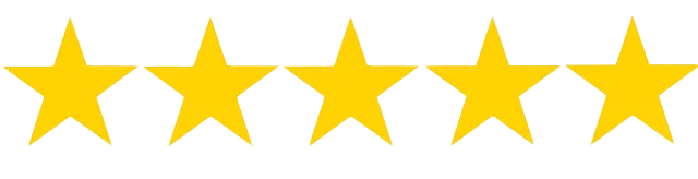 Cinq Г©toiles jaunes sont alignГ©es sur un fond blanc.
