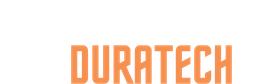 Le mot duratech est en lettres orange sur fond blanc.