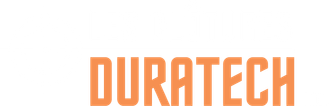 Le mot duratech est en lettres orange sur fond blanc.