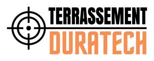 Un logo pour terrassement duratech avec une cible au milieu.